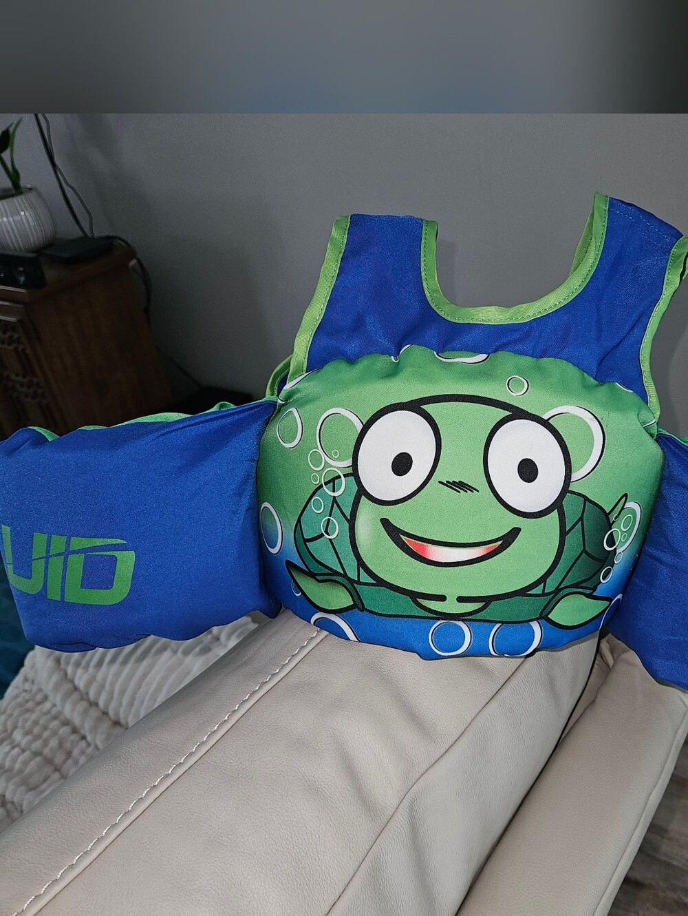 Kids Blue & Green Frog Swim Vest, puddle jumper